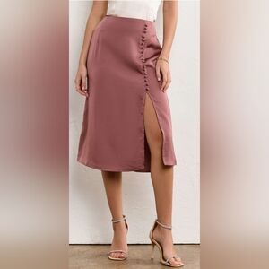 Dress Forum Satin Button Side Midi Skirt, BNWT, Size M
